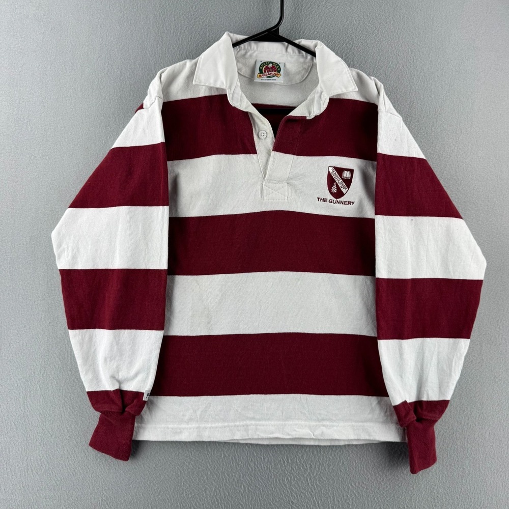 Vintage Barbarian Rugby Shirt Mens Small Heavy Cotton Polo The Gunnery Y2K Prep
